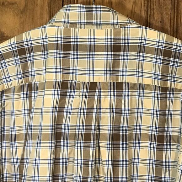 Jos. A Bank Cotton Shirt Men's size XXL Brown & Blue Plaid Long Sleeve Button Up - Picture 9 of 9